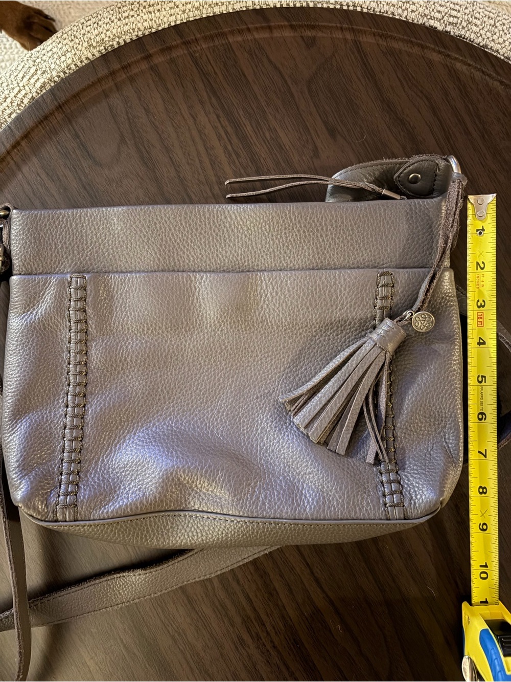 The Sak Classic Dark Gray Leather Crossbody Bag - Women's Shoulder Purse